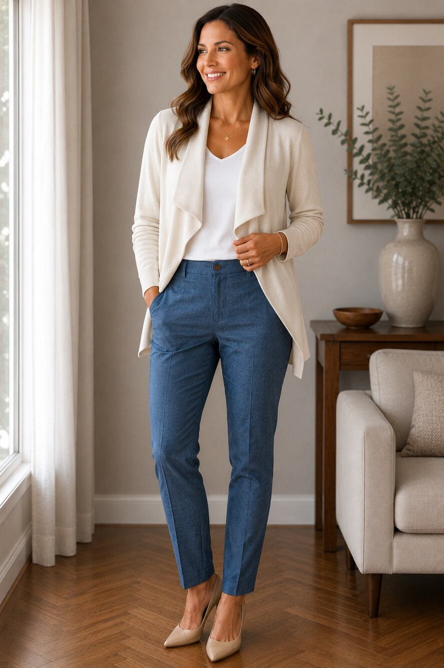 Banana Republic Women’s Tailored Slim Blue Chambray Dress Pants 33/30 (US 14)